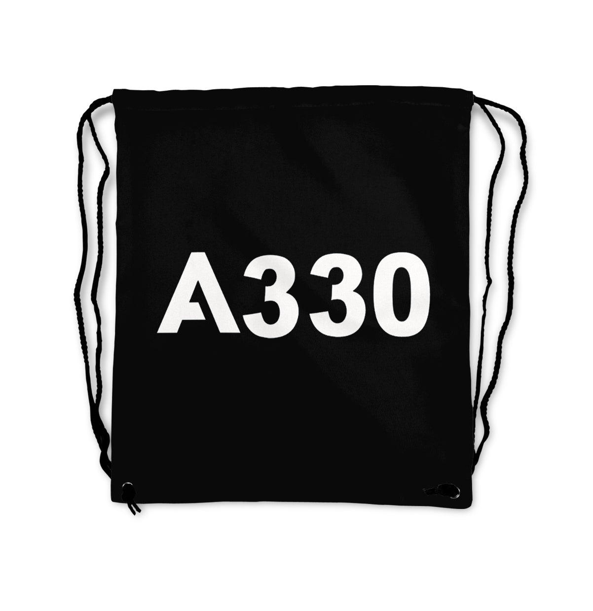 A330 Flat Text Designed Drawstring Bags