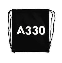 Thumbnail for A330 Flat Text Designed Drawstring Bags