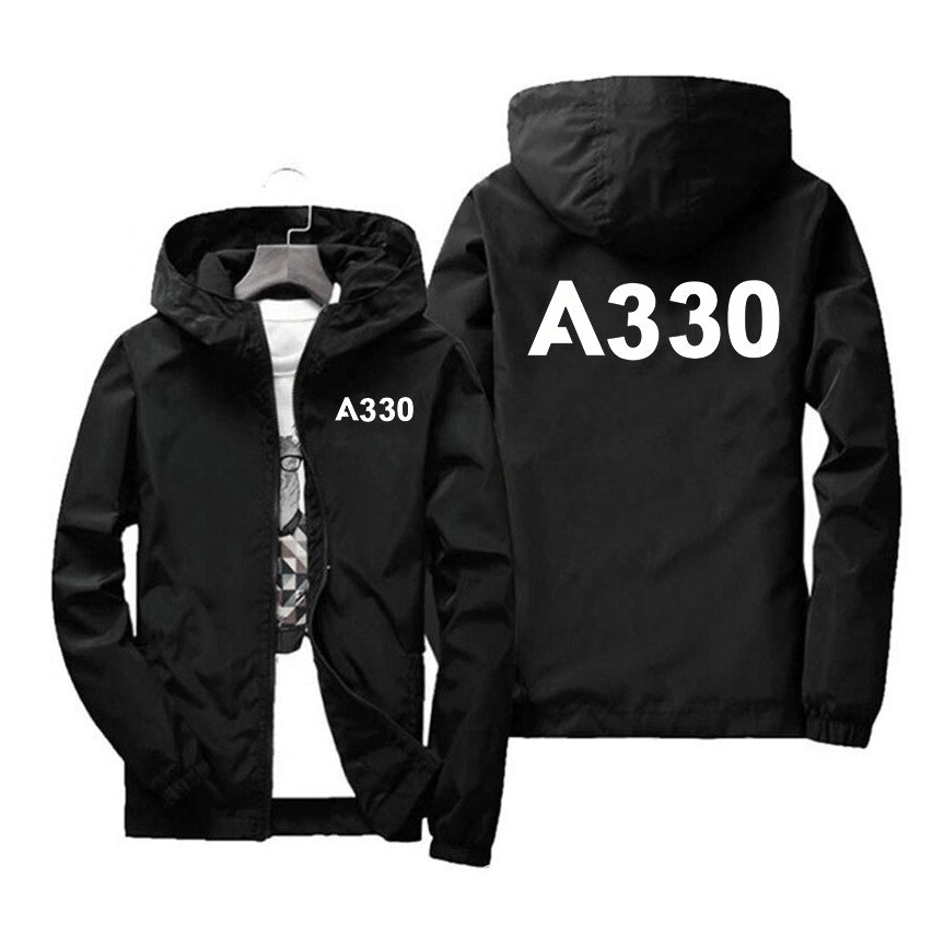 A330 Flat Text Designed Windbreaker Jackets