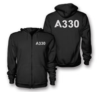 Thumbnail for A330 Flat Text Designed Zipped Hoodies