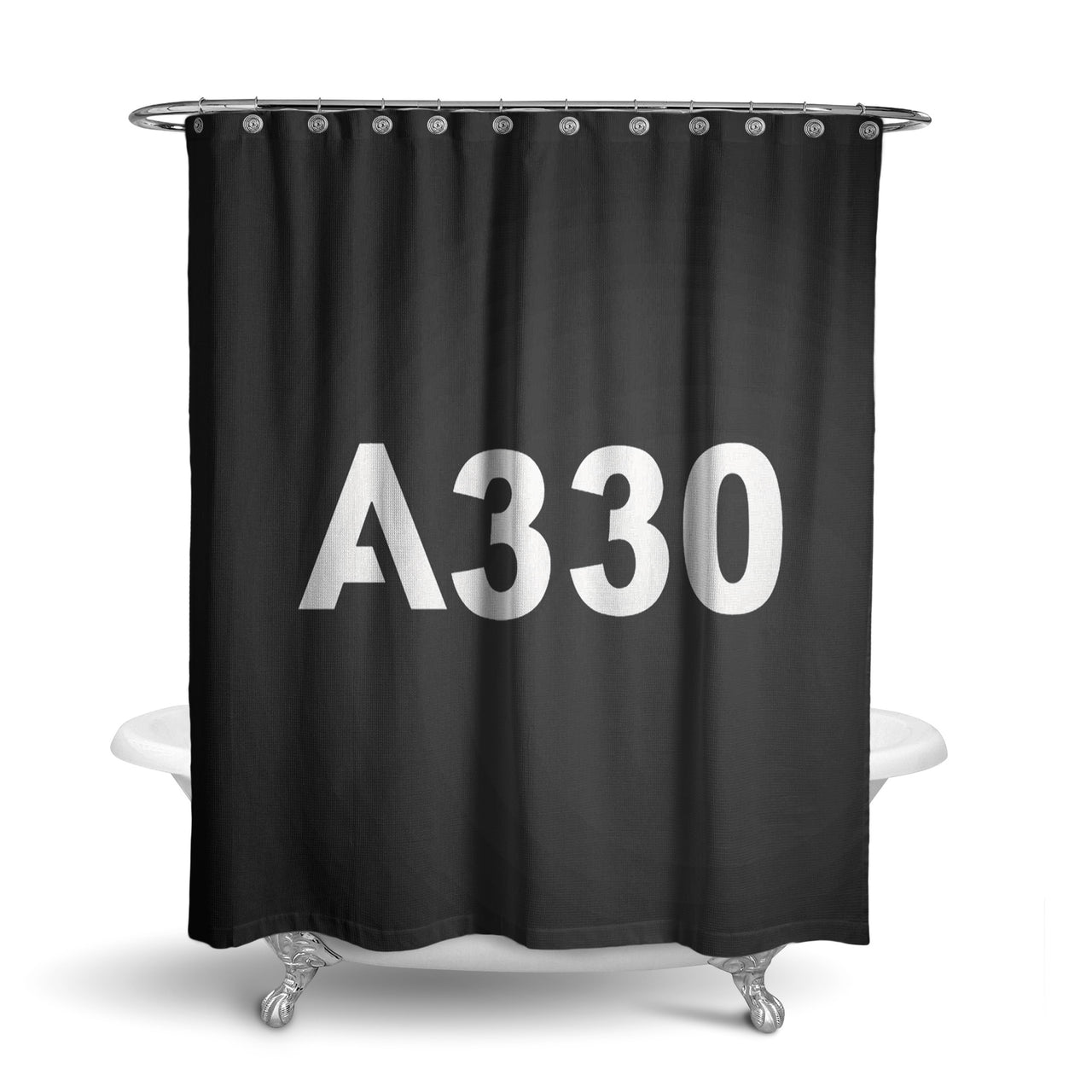 A330 Flat Text Designed Shower Curtains