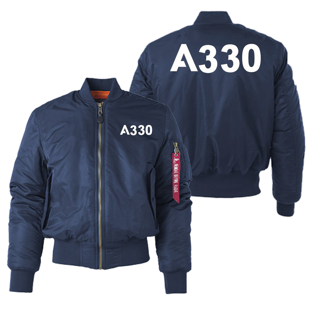 A330 Flat Text Designed "Women" Bomber Jackets