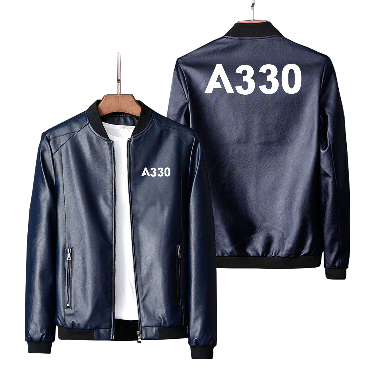 A330 Flat Text Designed PU Leather Jackets