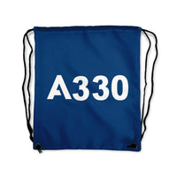 Thumbnail for A330 Flat Text Designed Drawstring Bags