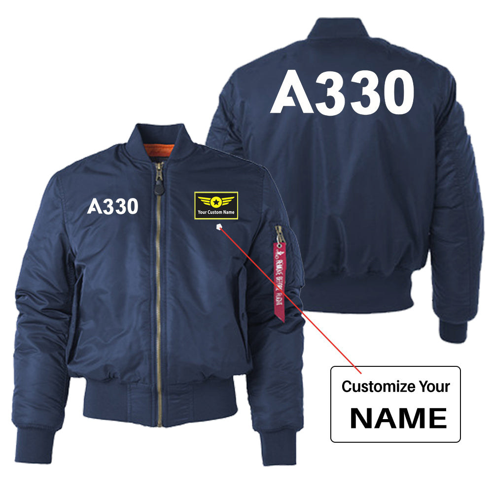 A330 Flat Text Designed "Women" Bomber Jackets