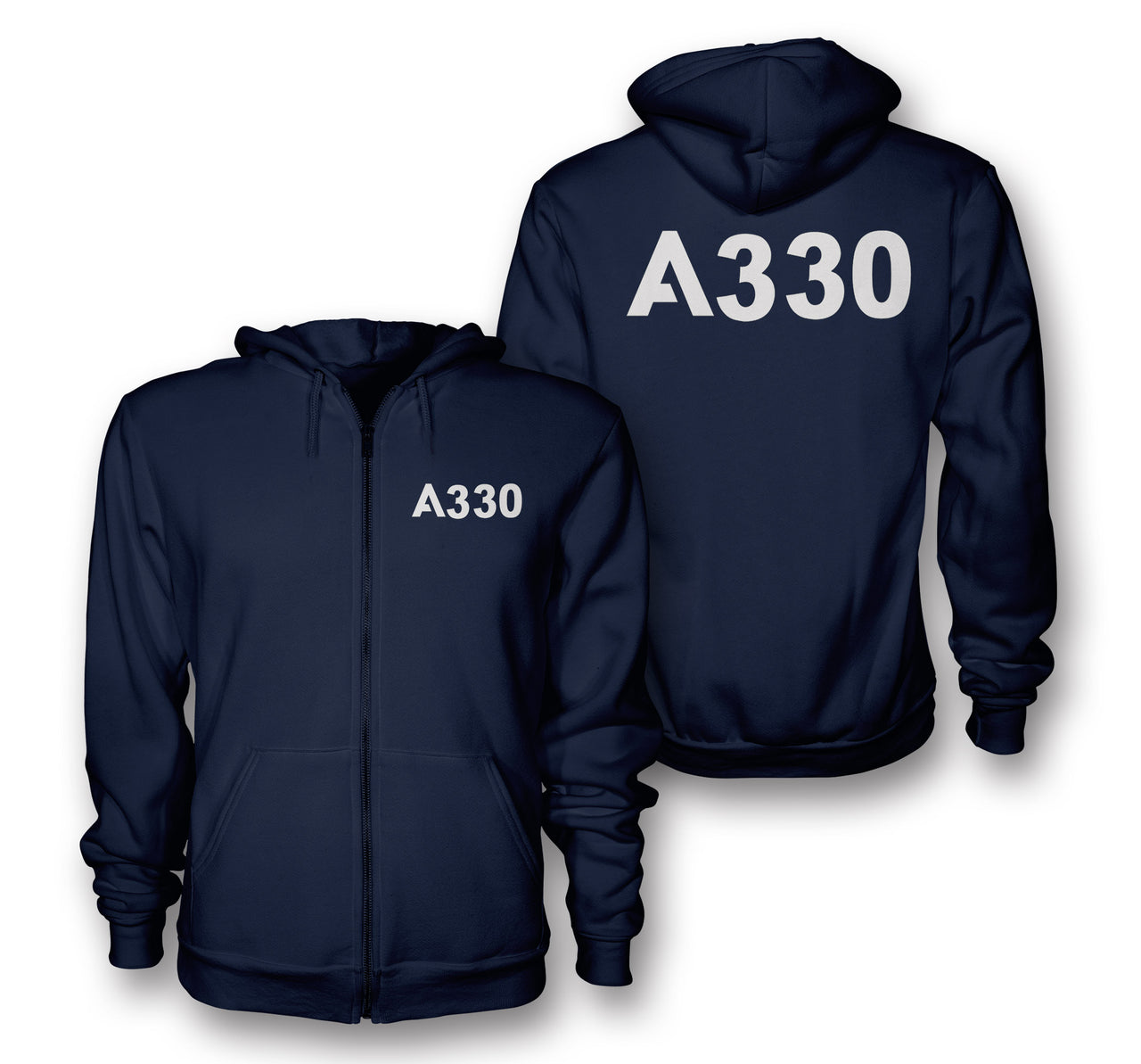 A330 Flat Text Designed Zipped Hoodies