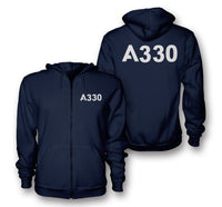 Thumbnail for A330 Flat Text Designed Zipped Hoodies