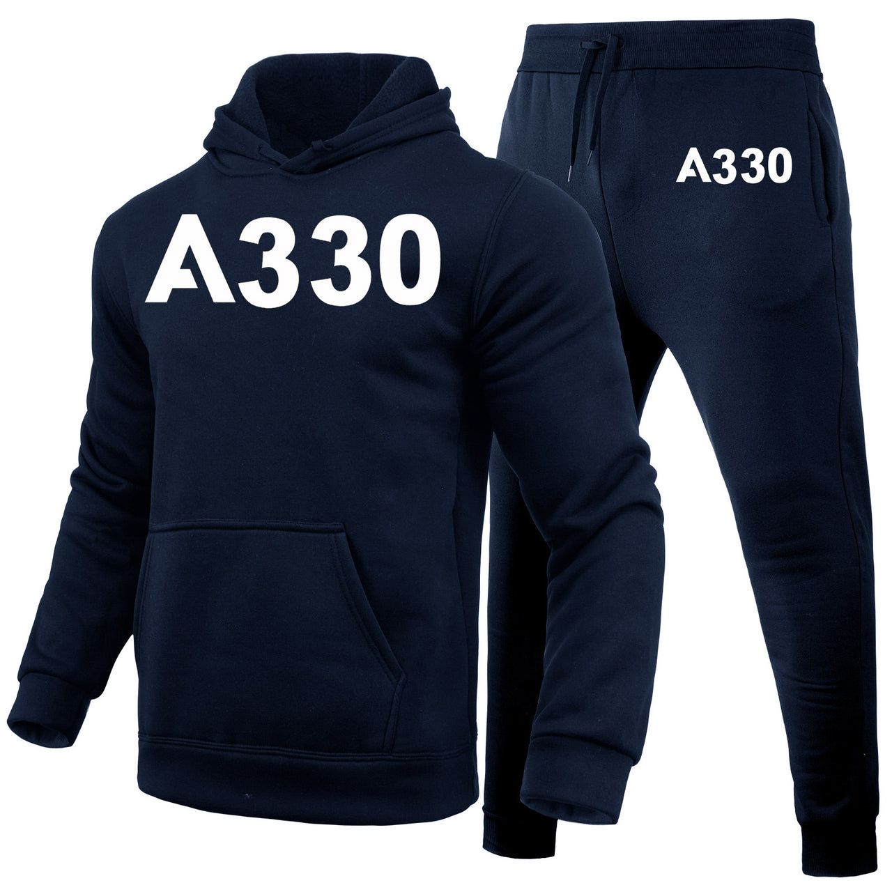 A330 Flat Text Designed Hoodies & Sweatpants Set