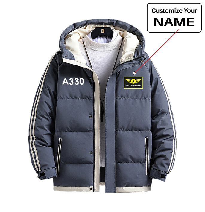 A330 Flat Text Designed Thick Fashion Jackets