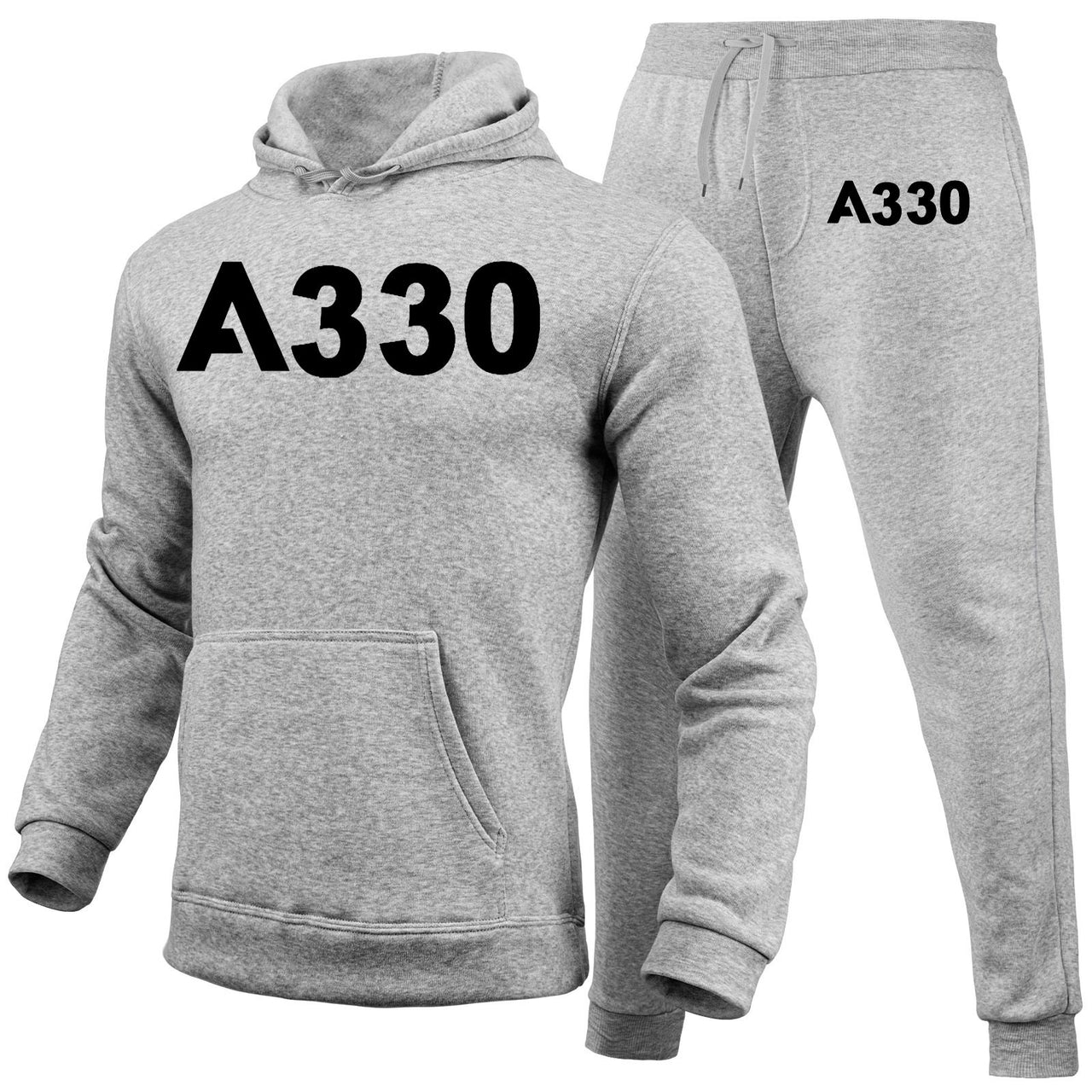 A330 Flat Text Designed Hoodies & Sweatpants Set