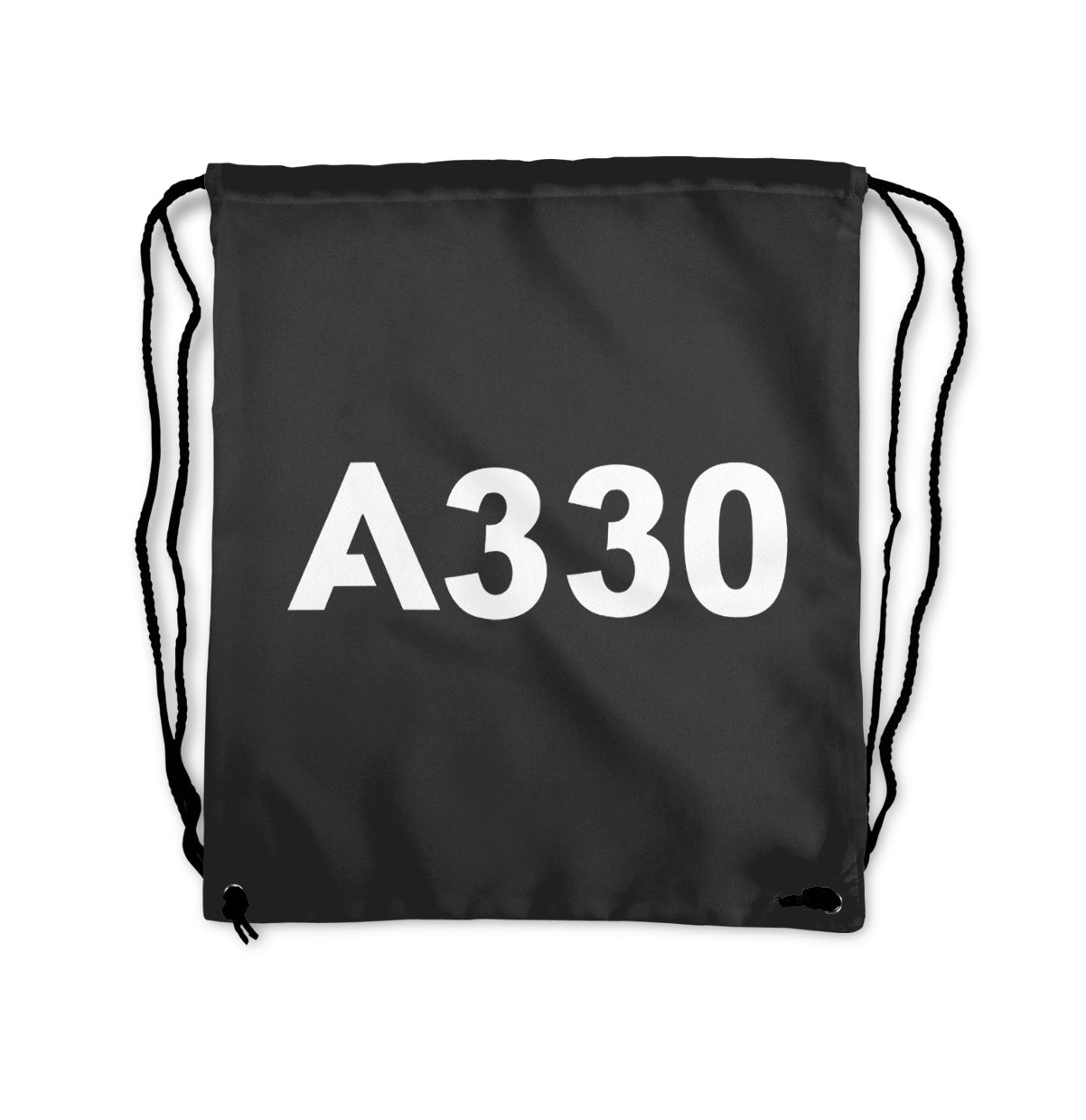 A330 Flat Text Designed Drawstring Bags