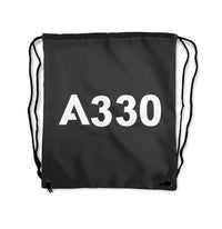 Thumbnail for A330 Flat Text Designed Drawstring Bags