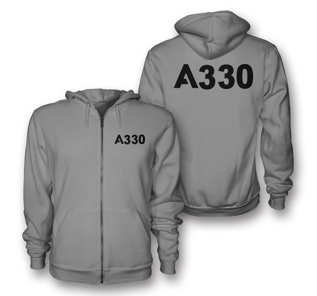 A330 Flat Text Designed Zipped Hoodies