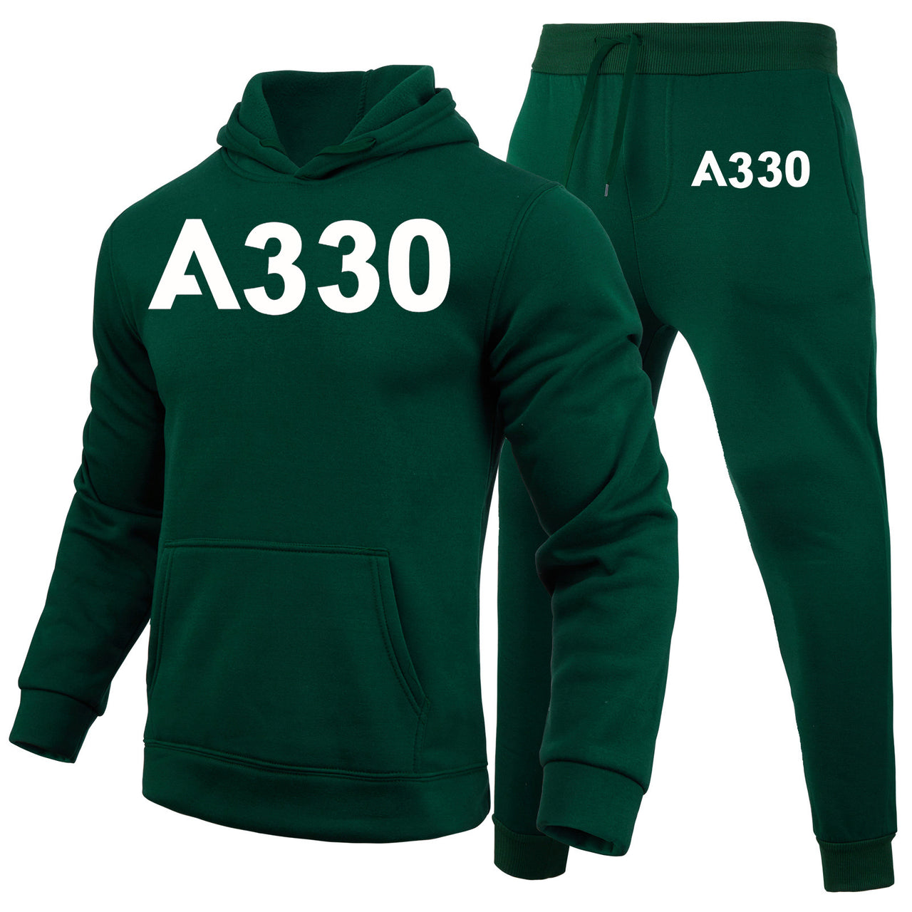 A330 Flat Text Designed Hoodies & Sweatpants Set