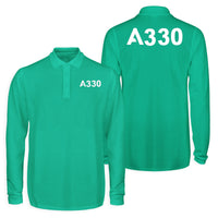 Thumbnail for A330 Flat Text Designed Long Sleeve Polo T-Shirts (Double-Side)