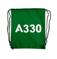 Thumbnail for A330 Flat Text Designed Drawstring Bags