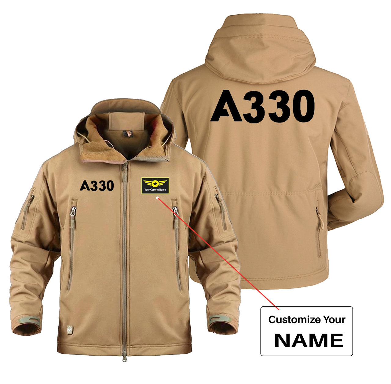 A330 Flat Text Designed Military Jackets (Customizable)