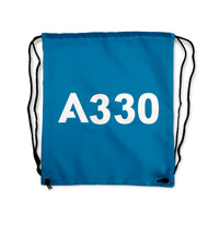 Thumbnail for A330 Flat Text Designed Drawstring Bags