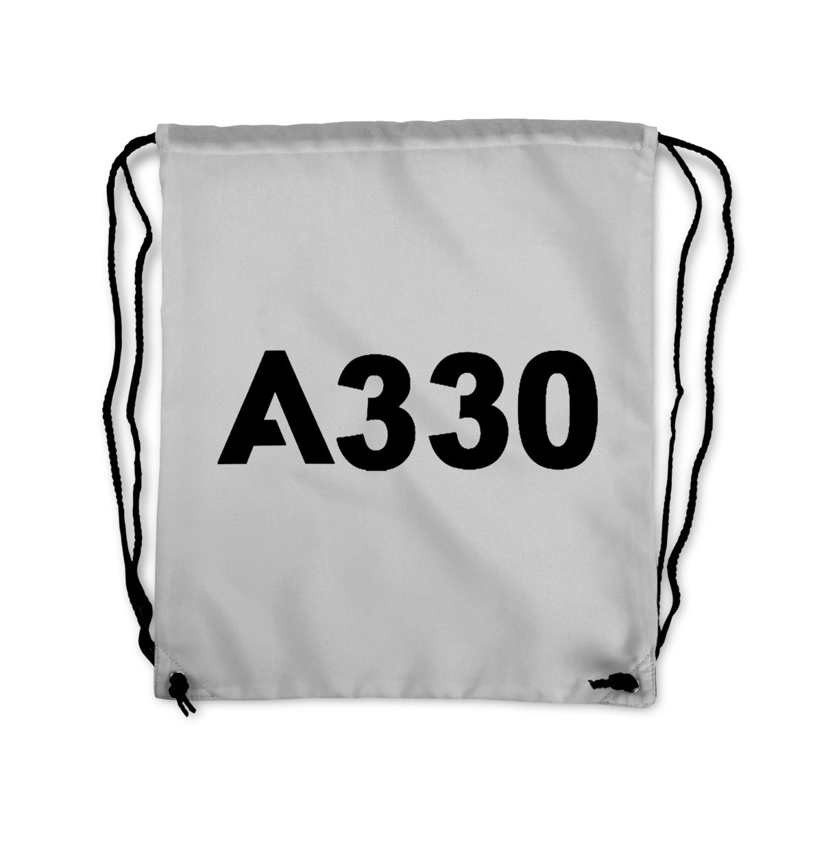 A330 Flat Text Designed Drawstring Bags