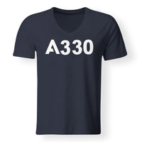 Thumbnail for A330 Flat Text Designed V-Neck T-Shirts