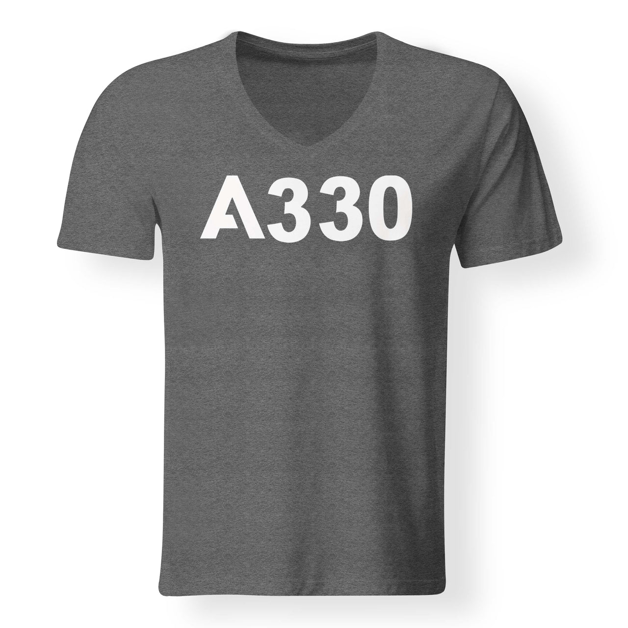 A330 Flat Text Designed V-Neck T-Shirts