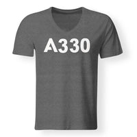 Thumbnail for A330 Flat Text Designed V-Neck T-Shirts