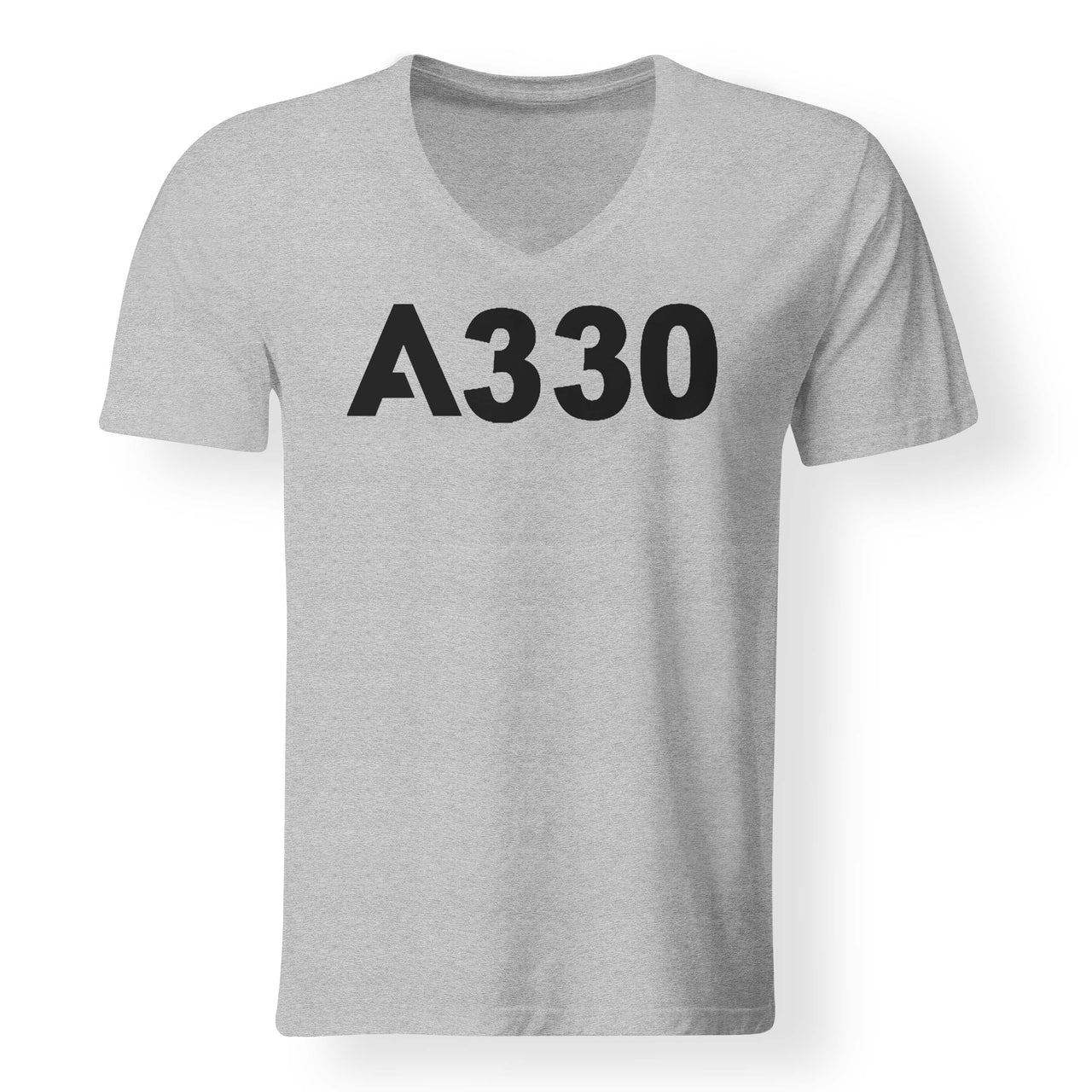 A330 Flat Text Designed V-Neck T-Shirts