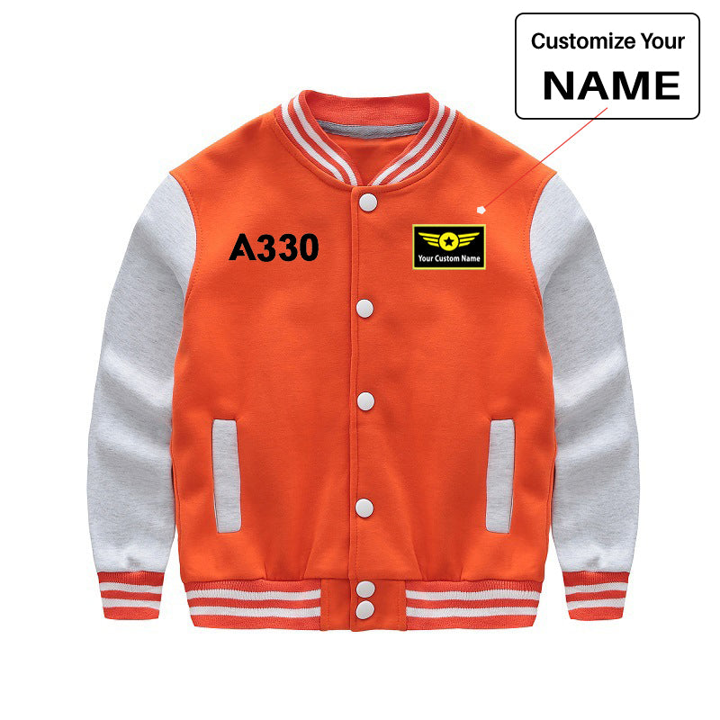 A330 Flat Text Designed "CHILDREN" Baseball Jackets