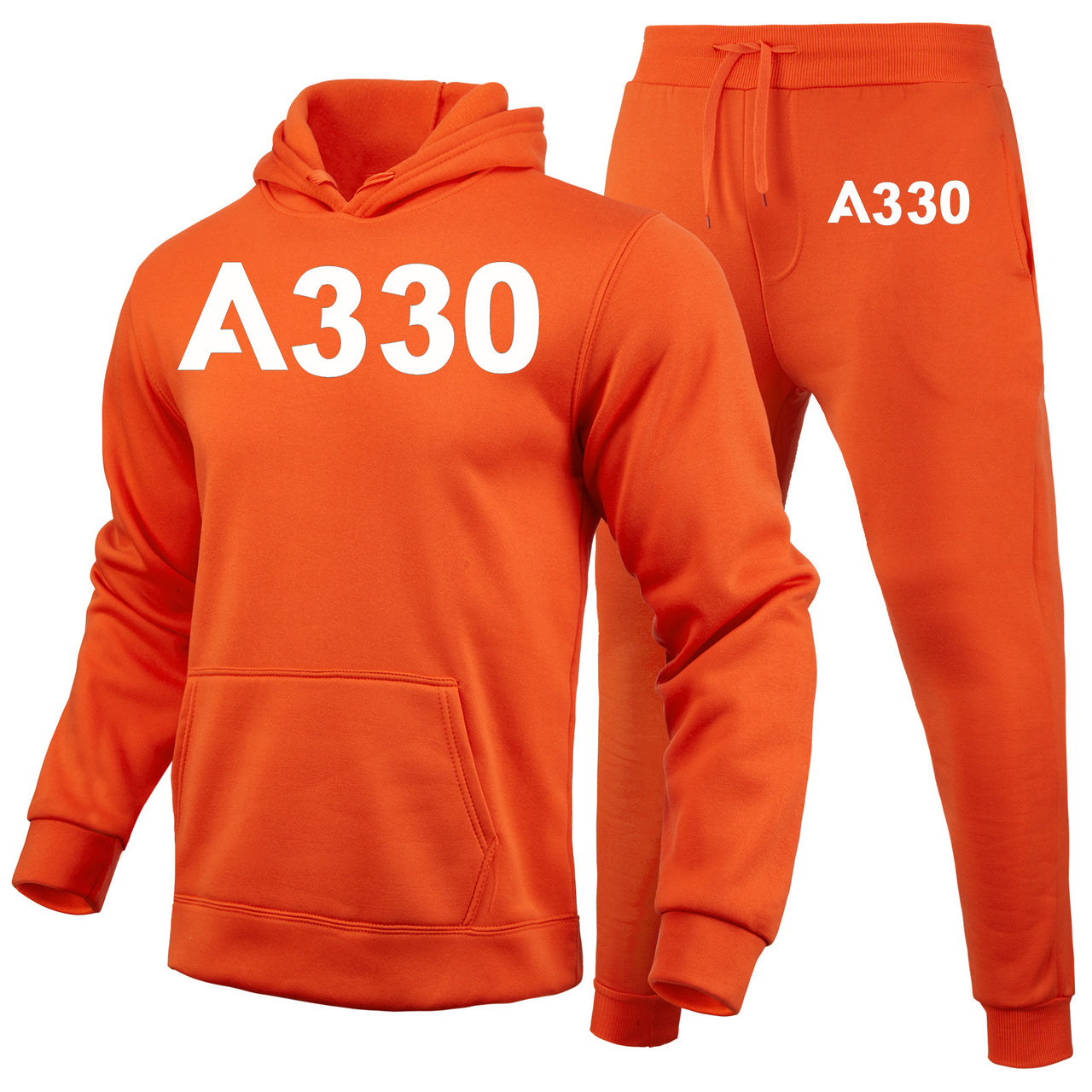 A330 Flat Text Designed Hoodies & Sweatpants Set