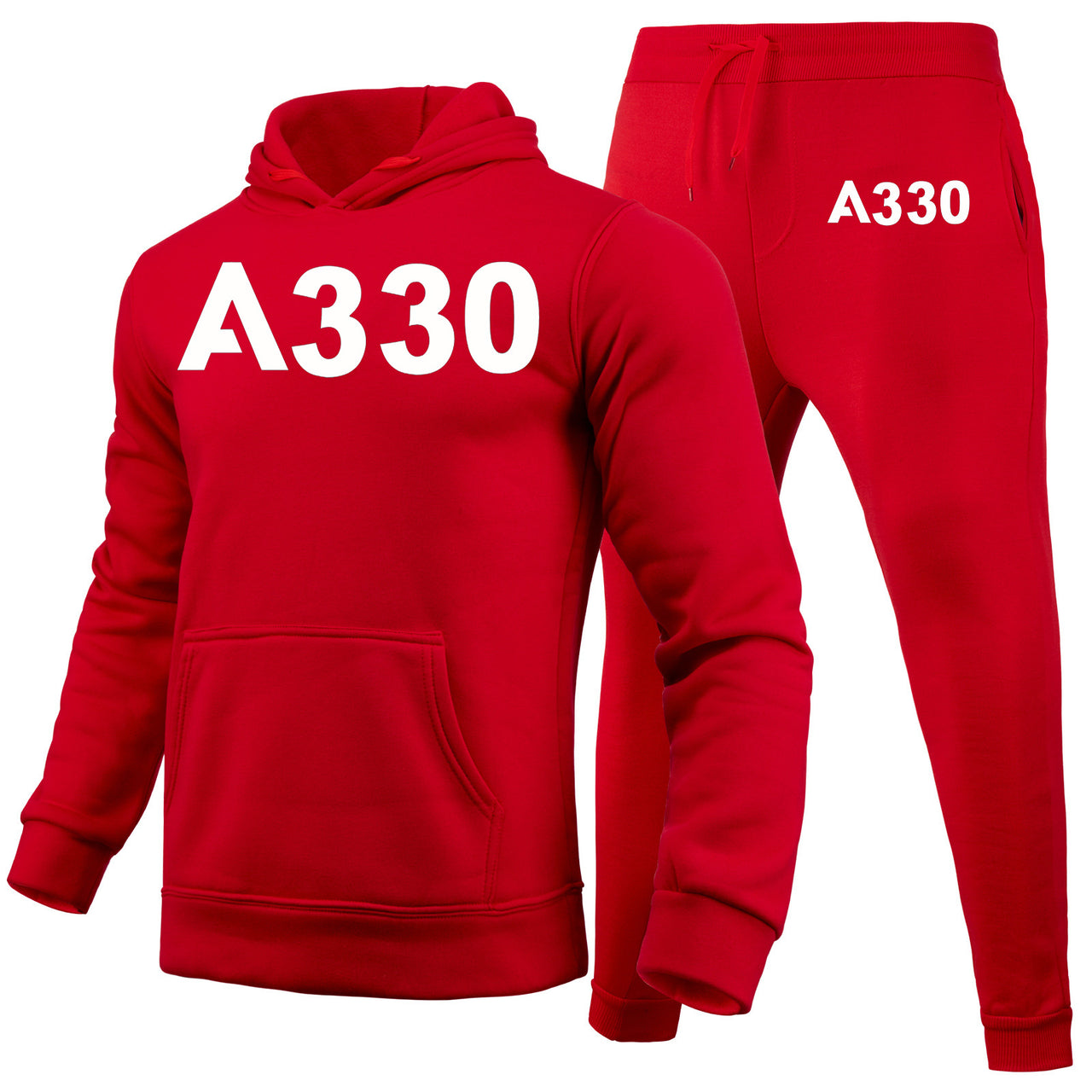 A330 Flat Text Designed Hoodies & Sweatpants Set