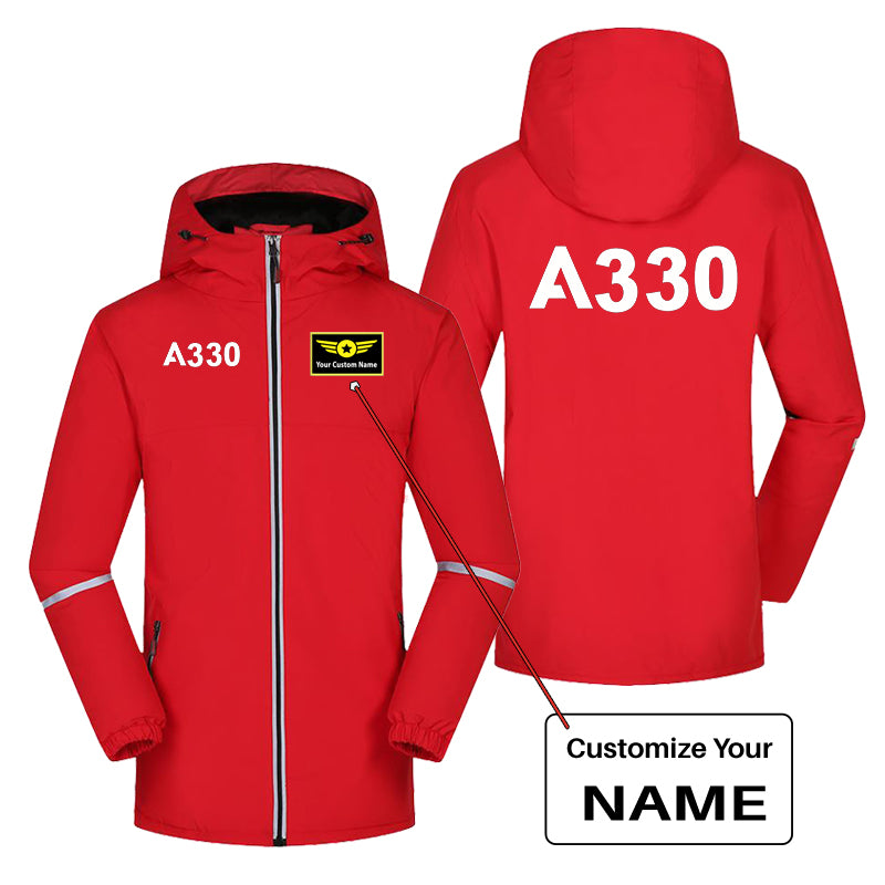 A330 Flat Text Designed Rain Coats & Jackets