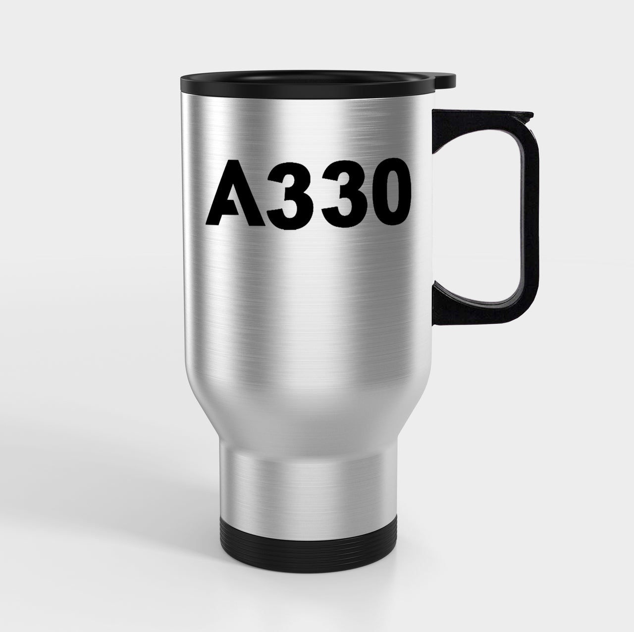 A330 Flat Text Designed Travel Mugs (With Holder)