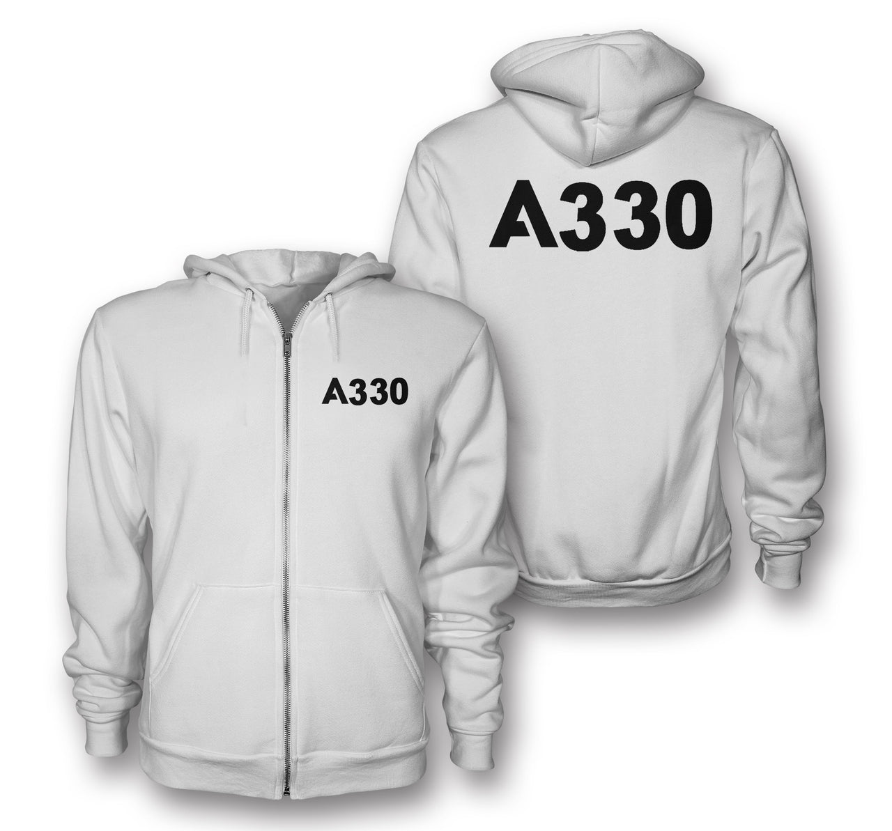 A330 Flat Text Designed Zipped Hoodies