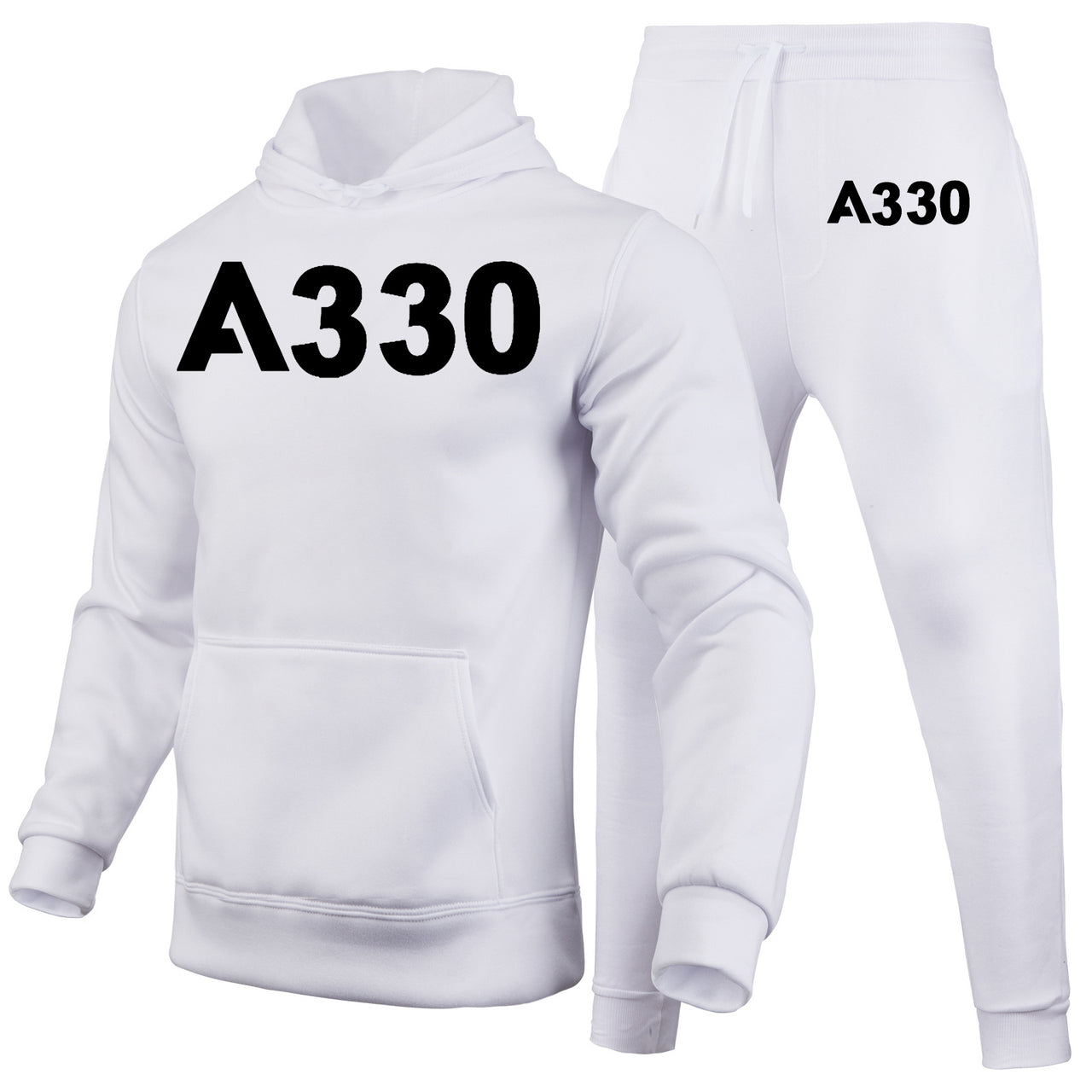 A330 Flat Text Designed Hoodies & Sweatpants Set