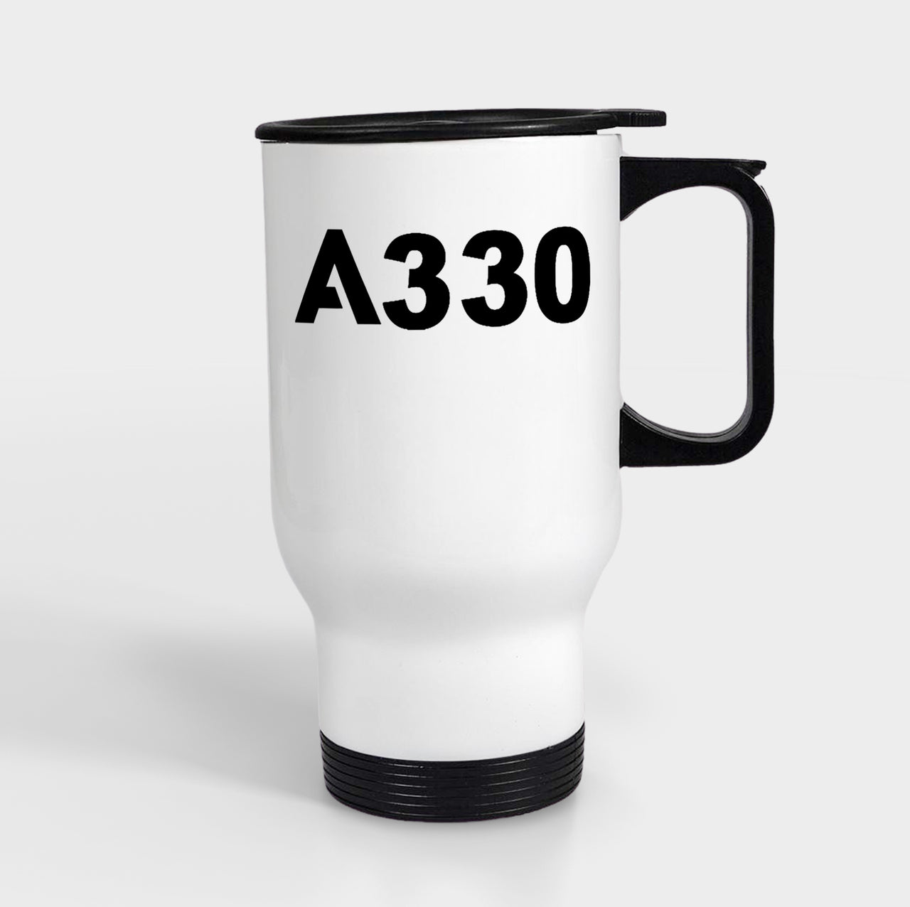 A330 Flat Text Designed Travel Mugs (With Holder)