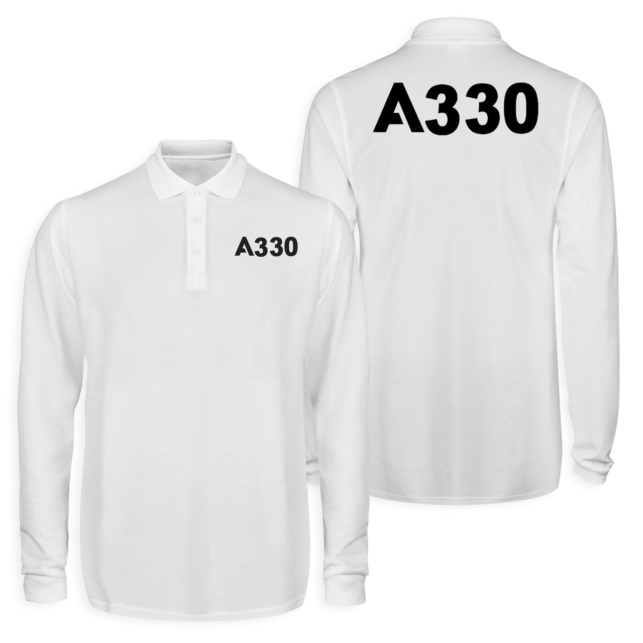 A330 Flat Text Designed Long Sleeve Polo T-Shirts (Double-Side)