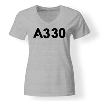 Thumbnail for A330 Flat Text Designed V-Neck T-Shirts