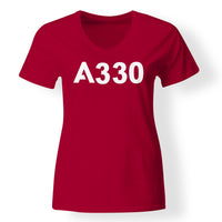 Thumbnail for A330 Flat Text Designed V-Neck T-Shirts