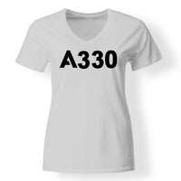 Thumbnail for A330 Flat Text Designed V-Neck T-Shirts