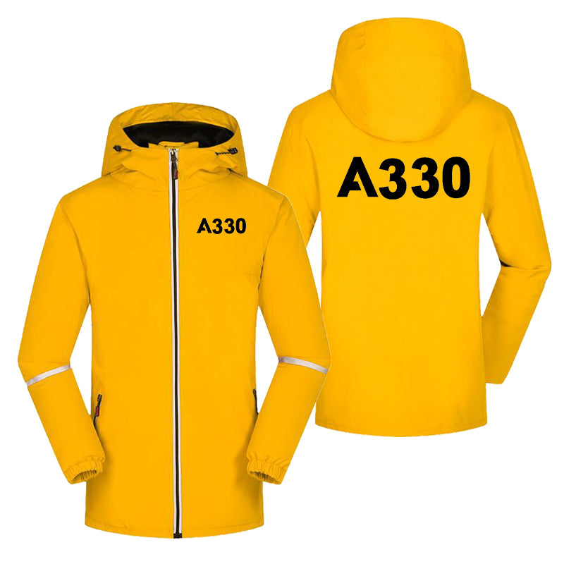 A330 Flat Text Designed Rain Coats & Jackets