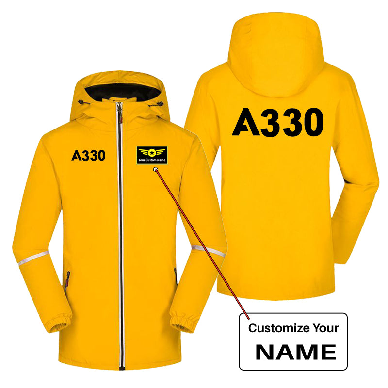 A330 Flat Text Designed Rain Coats & Jackets