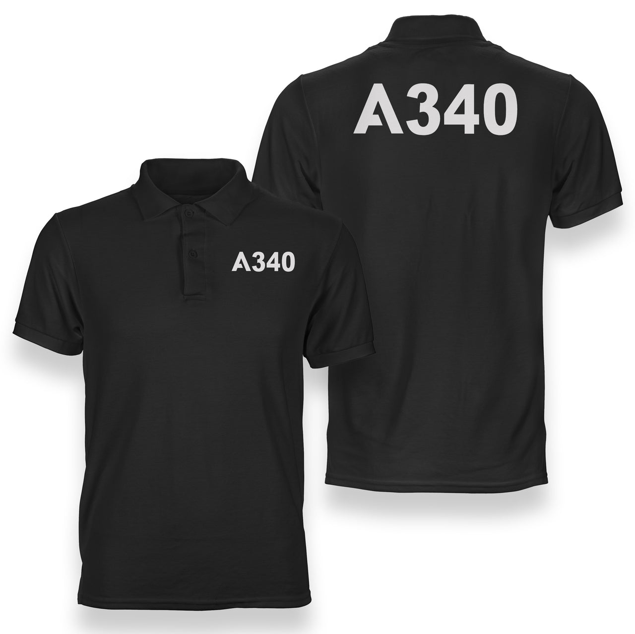 A340 Flat Text Designed Double Side Polo T-Shirts
