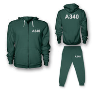 Thumbnail for A340 Flat Text Designed Zipped Hoodies & Sweatpants Set