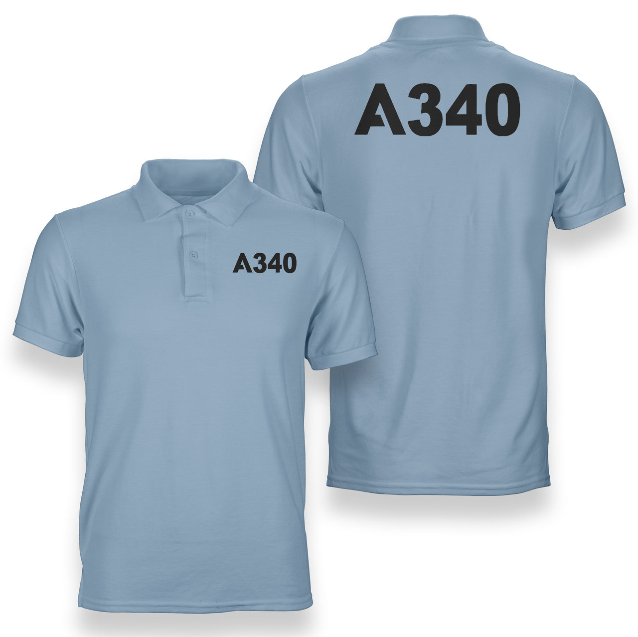 A340 Flat Text Designed Double Side Polo T-Shirts