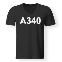 Thumbnail for A340 Flat Text Designed V-Neck T-Shirts