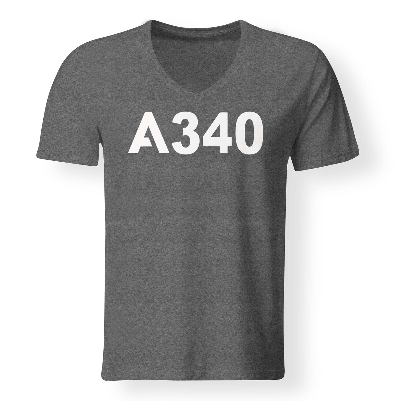 A340 Flat Text Designed V-Neck T-Shirts