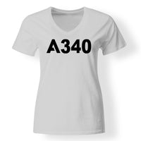 Thumbnail for A340 Flat Text Designed V-Neck T-Shirts