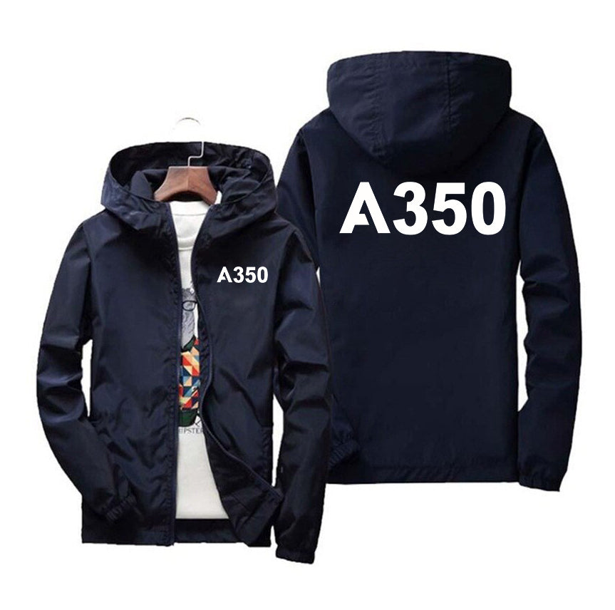 A350 Flat Text Designed Windbreaker Jackets