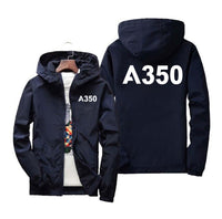 Thumbnail for A350 Flat Text Designed Windbreaker Jackets