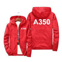 Thumbnail for A350 Flat Text Designed Windbreaker Jackets